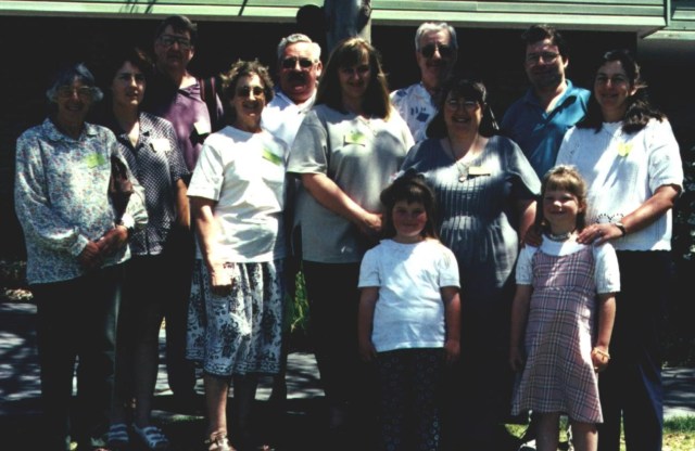 Descendants of Samuel and Elizabeth Anderson at the Timbs Family Reunion Albion Park, November 1997 L to R: Edith Faulks, Ros & Peter Anderson, Jan & Ted Costello, Kylie Hoschke, Stan Anderson, Gail & Bill Anderson, Kathy Finigan & daughters.